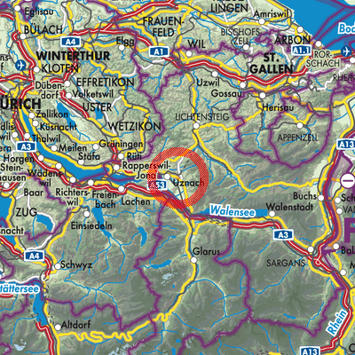 Landkarte Kaltbrunn