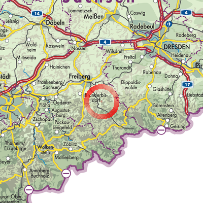 Landkarte Lichtenberg/Erzgebirge