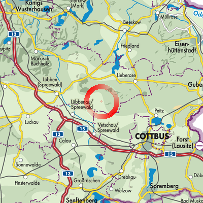 Landkarte Lieberose/Oberspreewald