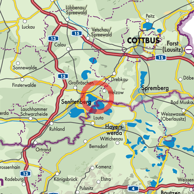 Landkarte Lieske - Lěska