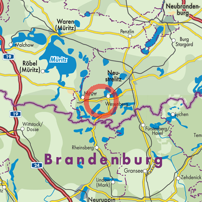 Landkarte Mecklenburgische Kleinseenplatte
