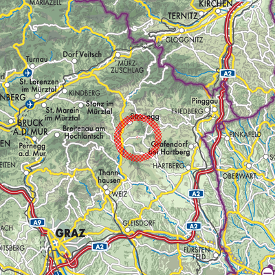 Landkarte Miesenbach bei Birkfeld
