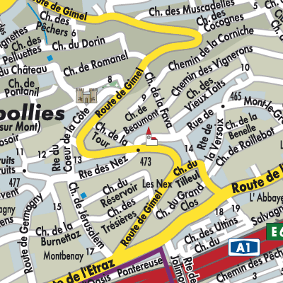 Stadtplan Mont-sur-Rolle