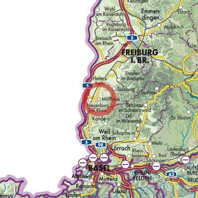 Landkarte Müllheim im Markgräflerland