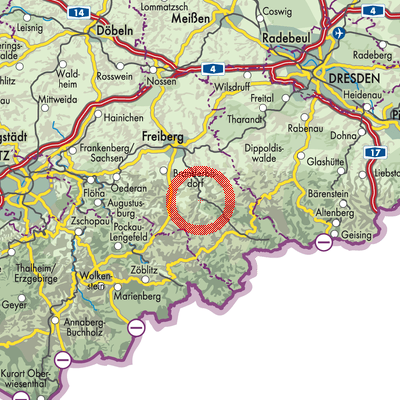 Landkarte Mulda/Sachsen