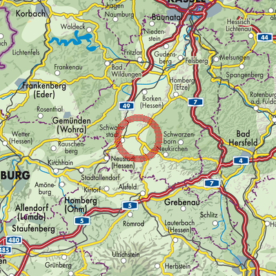 Landkarte Niedergrenzebach