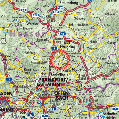 Landkarte Ober-Wöllstadt