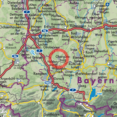 Landkarte Obergünzburg (VGem)