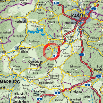 Landkarte Oberurff-Schiffelborn