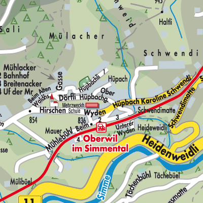 Stadtplan Oberwil im Simmental