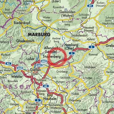 Landkarte Odenhausen (Lumda)
