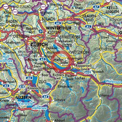 Landkarte Oetwil am See