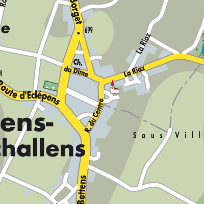 Stadtplan Oulens-sous-Echallens