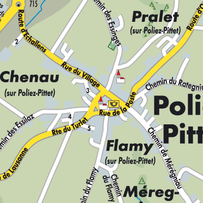Stadtplan Poliez-Pittet