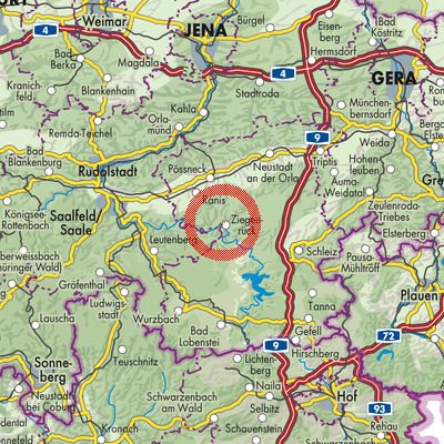 Landkarte Ranis-Ziegenrück