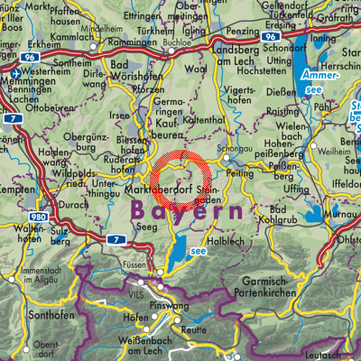 Landkarte Rettenbach am Auerberg