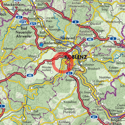 Landkarte Rhein-Mosel