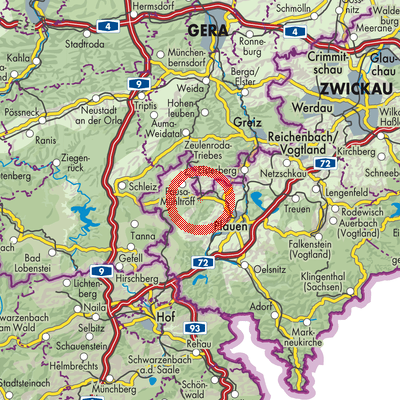 Landkarte Rosenbach/Vogtland