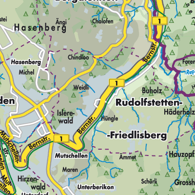 Übersichtsplan Rudolfstetten-Friedlisberg
