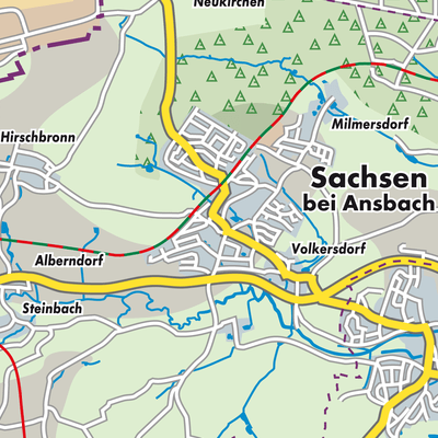 Sachsen Bei Ansbach - Stadtpläne Und Landkarten