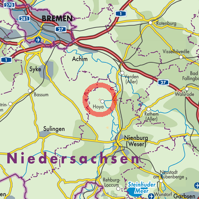 Landkarte Samtgemeinde Grafschaft Hoya