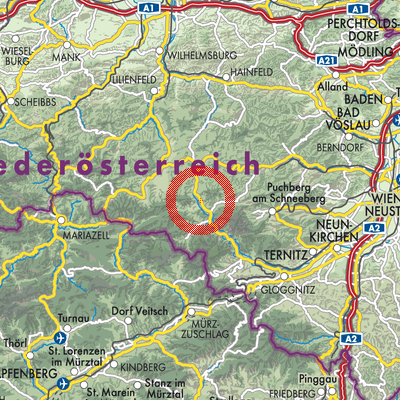 Landkarte Schwarzau im Gebirge