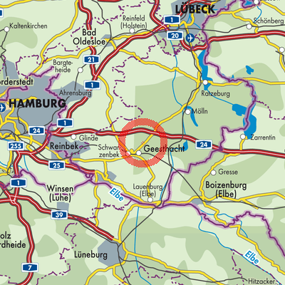Landkarte Schwarzenbek-Land