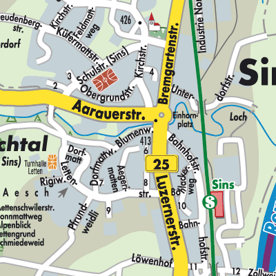 Stadtplan Sins