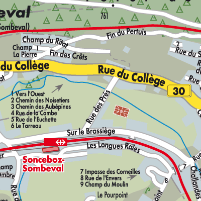 Stadtplan Sonceboz-Sombeval