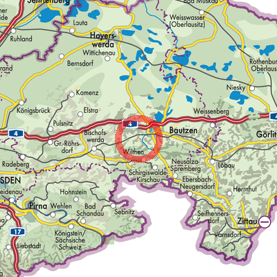 Landkarte Techritz - Ćěchorjecy