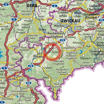 Landkarte Treuen/Neuensalz