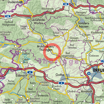 Landkarte Unstrut-Hainich
