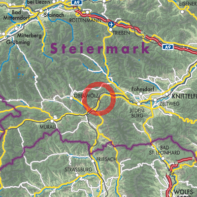 Landkarte Unzmarkt-Frauenburg