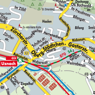 Stadtplan Uznach