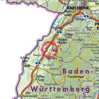 Landkarte Vereinbarte Verwaltungsgemeinschaft Bühl