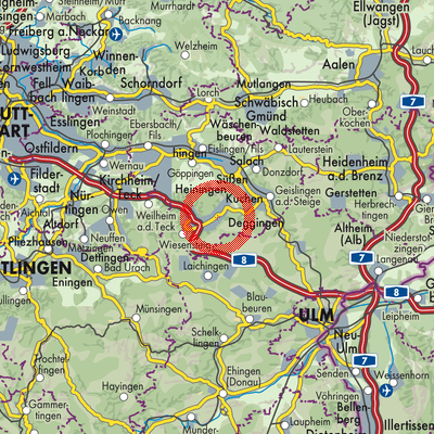 Landkarte Vereinbarte Verwaltungsgemeinschaft der Gemeinde Deggingen