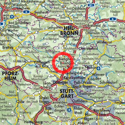 Landkarte Vereinbarte Verwaltungsgemeinschaft der Stadt Bietigheim-Bissingen