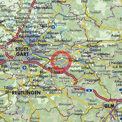 Landkarte Vereinbarte Verwaltungsgemeinschaft der Stadt Ebersbach an der Fils