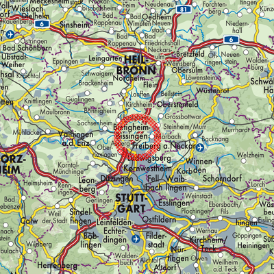 Landkarte Vereinbarte Verwaltungsgemeinschaft der Stadt Freiberg am Neckar
