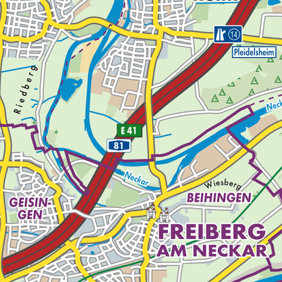 Übersichtsplan Vereinbarte Verwaltungsgemeinschaft der Stadt Freiberg am Neckar