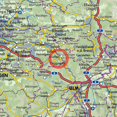 Landkarte Vereinbarte Verwaltungsgemeinschaft der Stadt Geislingen an der Steige