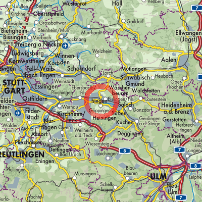 Landkarte Vereinbarte Verwaltungsgemeinschaft der Stadt Göppingen