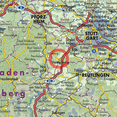 Landkarte Vereinbarte Verwaltungsgemeinschaft der Stadt Herrenberg