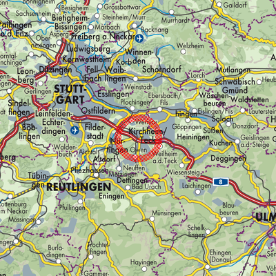Landkarte Vereinbarte Verwaltungsgemeinschaft der Stadt Kirchheim unter Teck