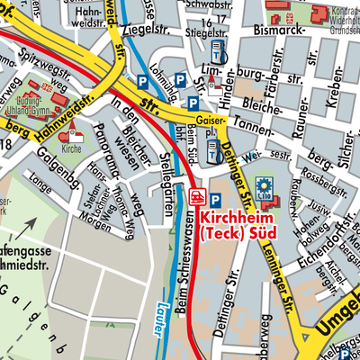 Stadtplan Vereinbarte Verwaltungsgemeinschaft der Stadt Kirchheim unter Teck