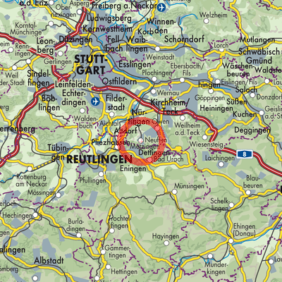 Landkarte Vereinbarte Verwaltungsgemeinschaft der Stadt Neuffen