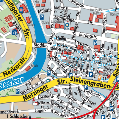 Stadtplan Vereinbarte Verwaltungsgemeinschaft der Stadt Nürtingen