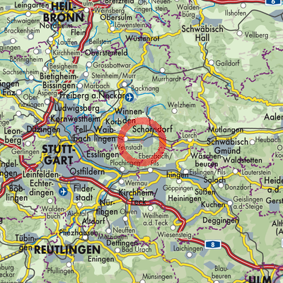 Landkarte Vereinbarte Verwaltungsgemeinschaft der Stadt Schorndorf