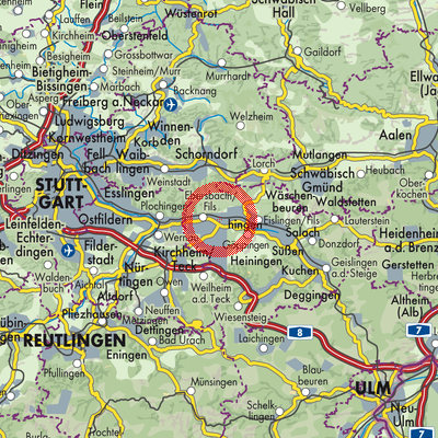 Landkarte Vereinbarte Verwaltungsgemeinschaft der Stadt Uhingen