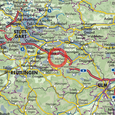 Landkarte Vereinbarte Verwaltungsgemeinschaft der Stadt Weilheim an der Teck